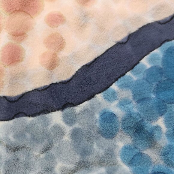 Rachel Rose Silk Blouse Womens S Hand Painted Watercolor Pink Blue Cap Sleeve - Picture 10 of 10